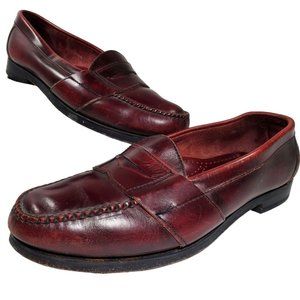 Nordstrom Leather Penny Loafer Men 8.5 US Shoes Burgundy Extra Large Prime